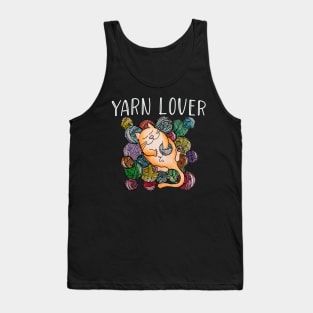 Adorable Knitting and Crochet Happy Cat Yarn Lovers Tank Top